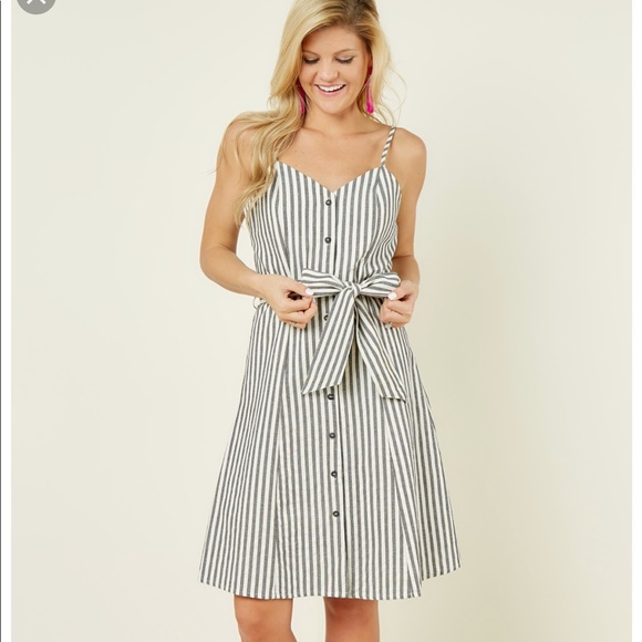 Vici Dresses & Skirts - 🚫SOLD🚫 Linen Striped Button Dress